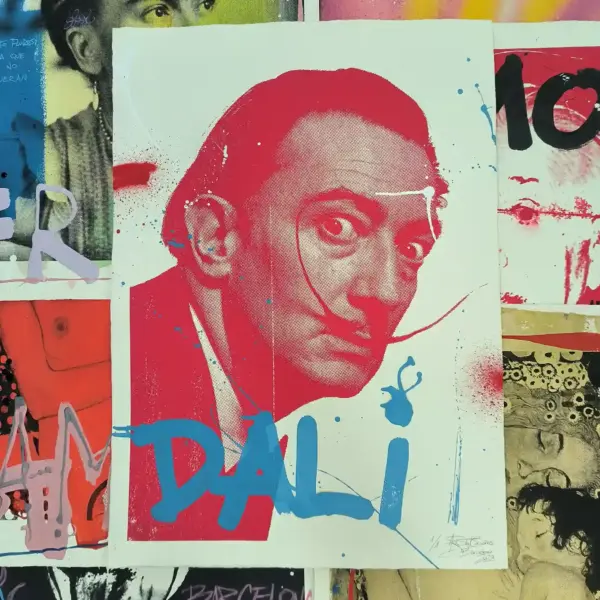 Dalí - Retrato print (Original painting on paper) Arte Urbano Barcelona