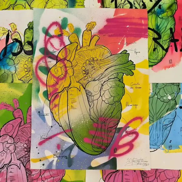 Corazon Vegetal: Amor Natural - Retrato print (original painting on paper) - Arte Urbano Contemporaneo